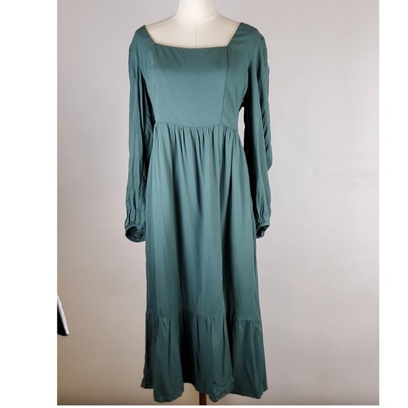 And Now This Women's Square-Neck Tiered Dress Green Size L‎ NWT - Picture 1 of 8